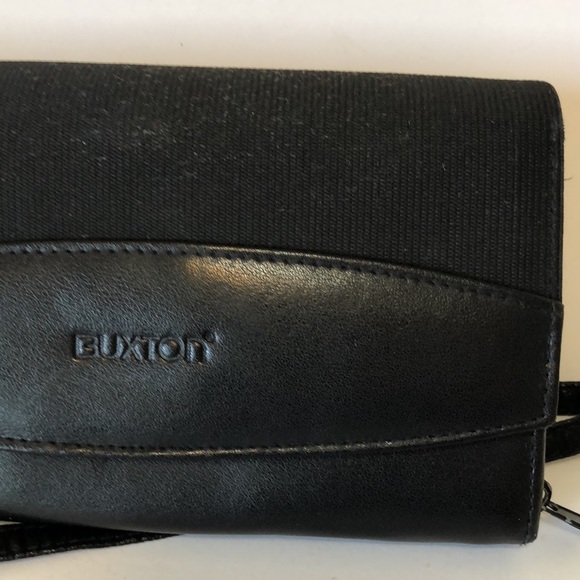 Buxton Black Leather Long Bifold Organizer Wallet with cellphone case - Picture 3 of 11